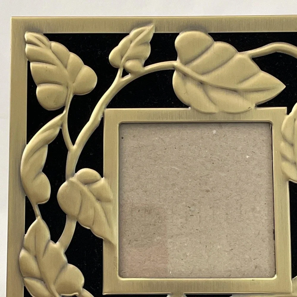 Table Top Leaves Brass Metal Picture Frame Ornate Cut Out Design ~ 6